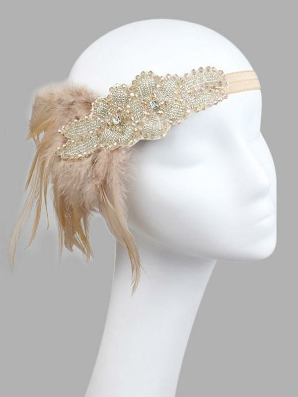 Retro Costume |  Flapper Headband 1920s Fashion Costume The Great Gatsby Feather Champagne Headpieces Women Vintage Costume Accessories Halloween Hobbies Retro Costume