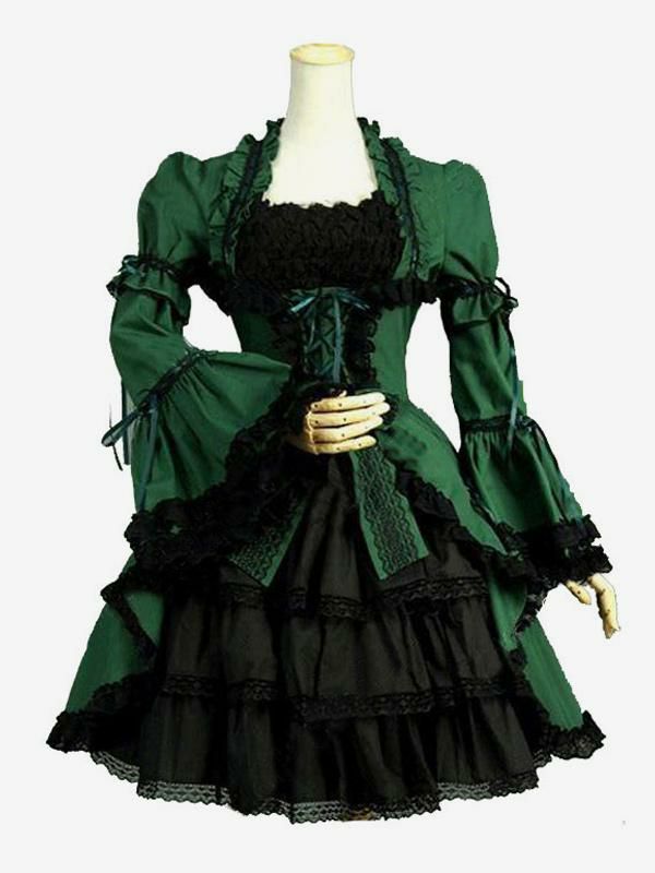 Retro Costume |  Green Retro Costumes Lace Marie Antoinette Costume Polyester Dress Retro Tunic 18th Century Costume Hobbies Retro Costume