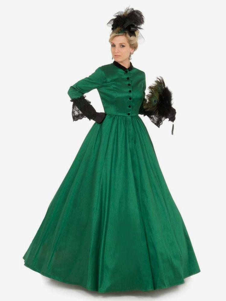 Retro Costume |  Green Retro Costumes Lace Polyester Tunic Dress Royal Marie Antoinette Costume 18th Century Costume Hobbies Retro Costume