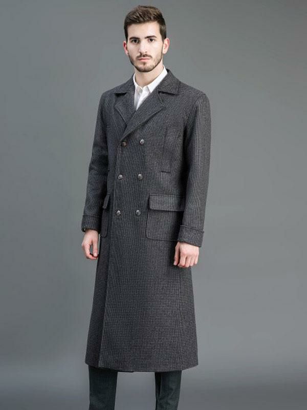 Retro Costume |  Grey Vintage Coat Double Breasted Aristocrat Holmes Retro Costumes For Man Halloween Hobbies Retro Costume