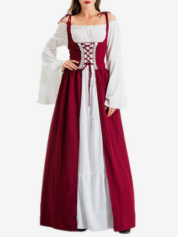 Retro Costume |  Medieval Retro Dress Renaissance Gown Lace Up Vintage Costume Hobbies Retro Costume