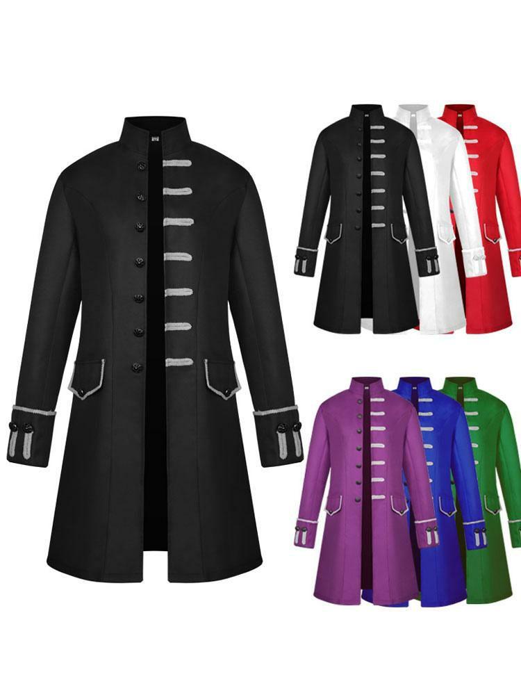 Retro Costume |  Men Vintage Coat Stand Collar Button Up Uniform Costume Hobbies Retro Costume