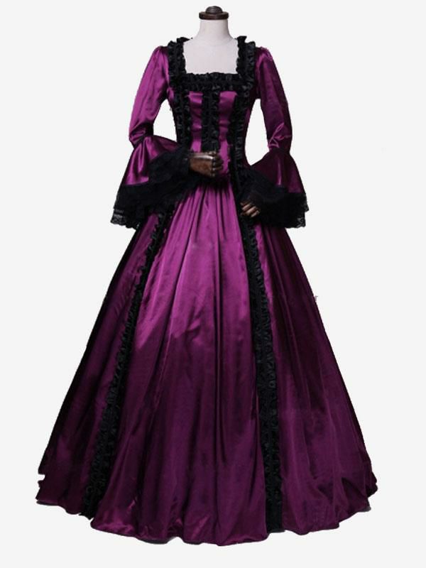 Retro Costume |  Purple Retro Costumes Lace Polyester Dress Retro Tunic Marie Antoinette Costume Masquerade Ball Gown Hobbies Retro Costume