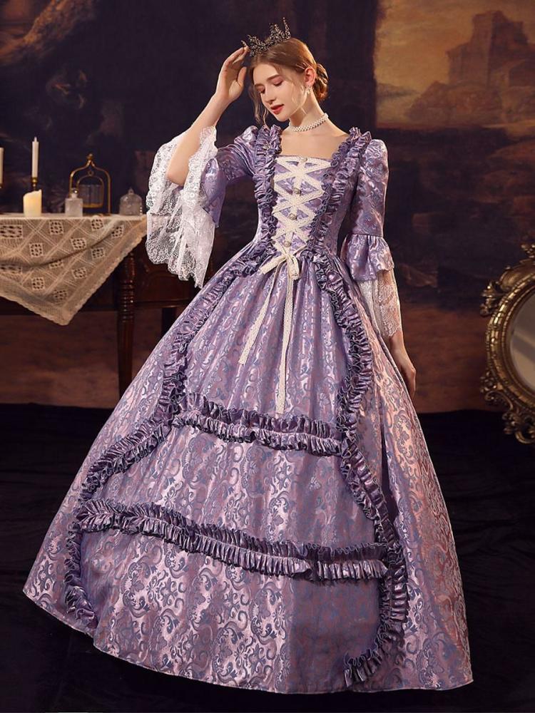 Retro Costume |  Purple Retro Costumes Polyester Dress Retro Marie Antoinette Costume 18th Century Costume Hobbies Retro Costume