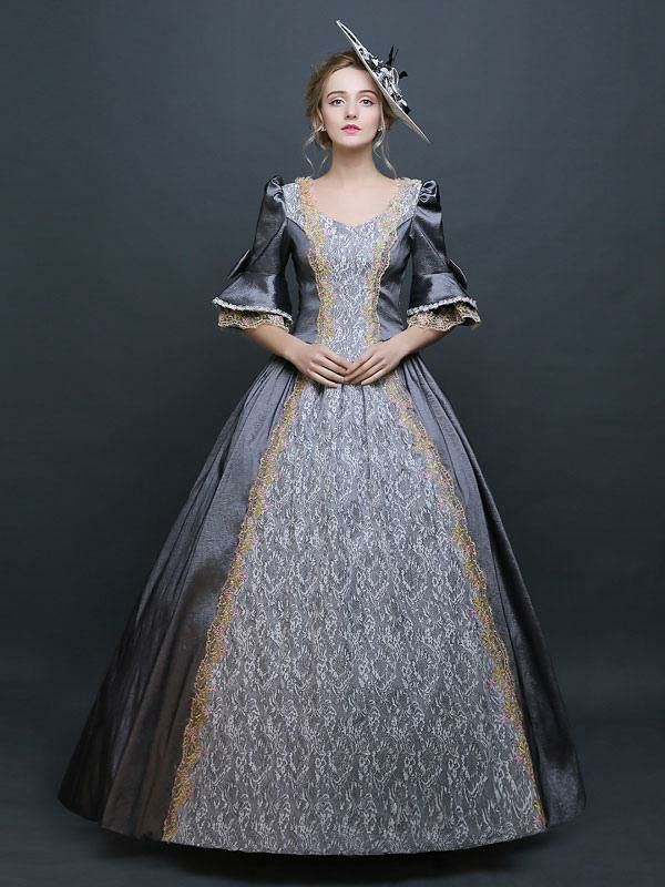 Retro Costume |  Retro Costume Gray Victorian Satin Ball Gown Princess Costume Carnival Hobbies Retro Costume