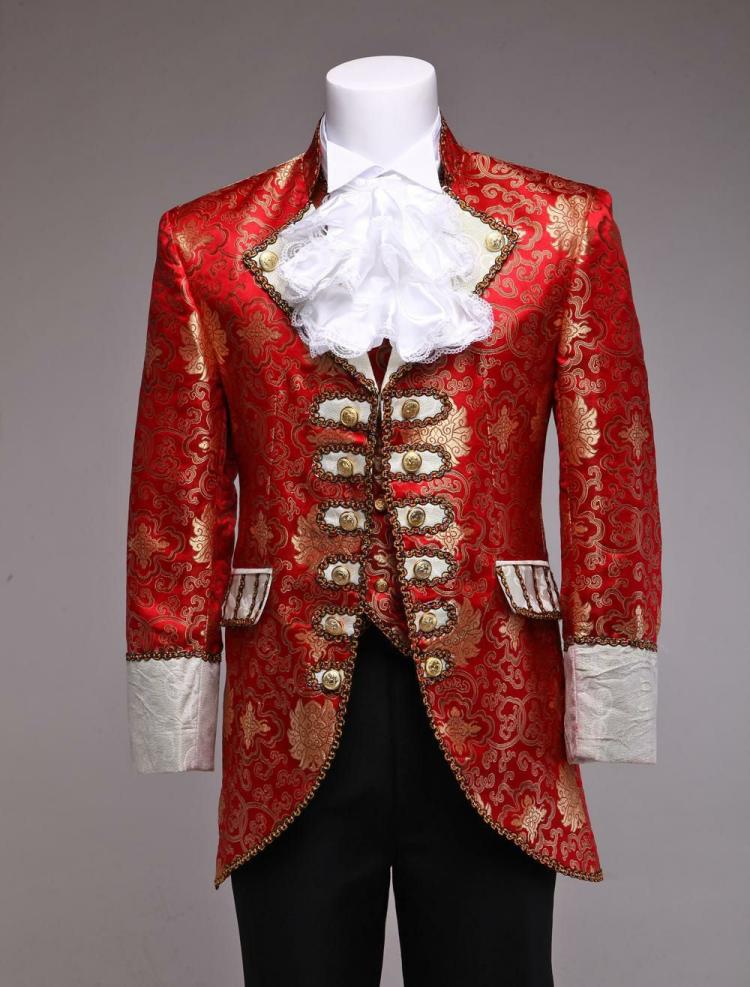 Retro Costume |  Retro Prince Costume Red Jacquard European Vintage Royal Costume Outfit Carnival Hobbies Retro Costume