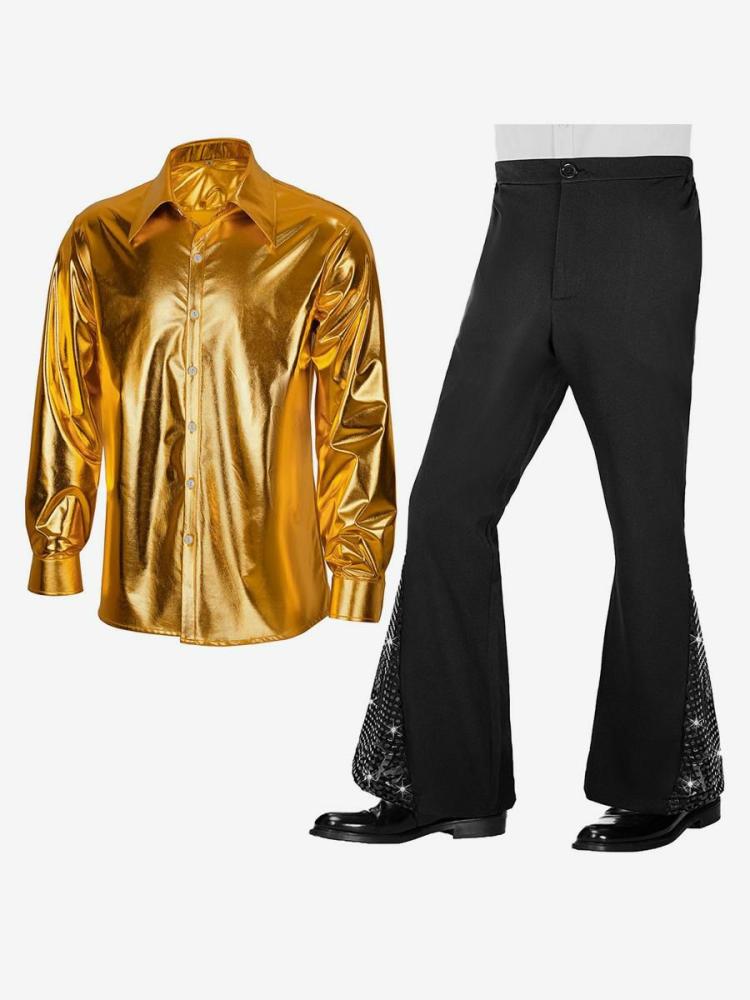 Retro Costume |  Retro Silver Set Retro 70’s Disco Rock Performance Dancing Wear Retro Costume