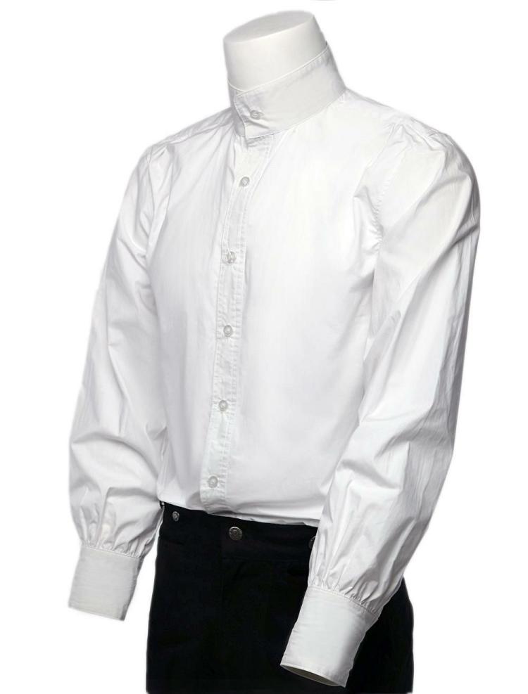 Retro Costume |  Retro Steampunk Shirts White Long Sleeve Stand Collar Vintage Dress Shirts Halloween Hobbies Retro Costume