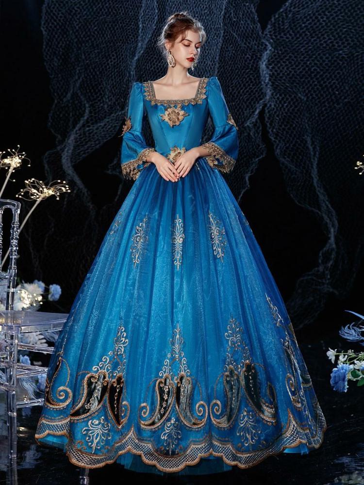 Retro Costume |  Rococo Victorian Retro Costume Dress Royal Blue Masquerade Lace Cotton Cosplay Costume Carnival Hobbies Retro Costume