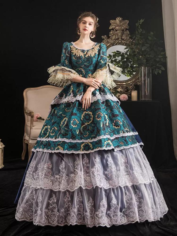 Retro Costume |  Victorian Dress Costumes Rococo Retro Costumes Lace Ruffle Jacquard Marie Antoinette Costume Masquerade Ball Gown Hobbies Retro Costume