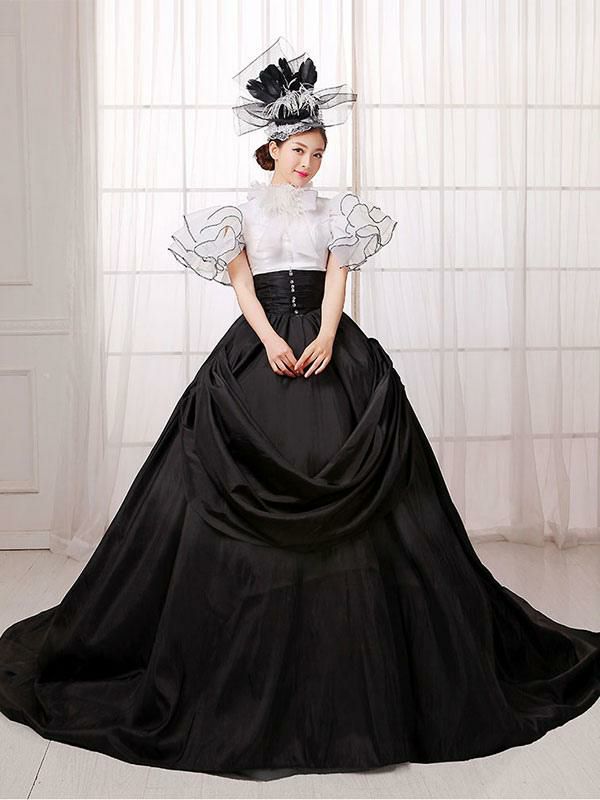 Retro Costume |  Vintage Costume Victorian Ball Gown Black Dress Retro Costume Halloween Hobbies Retro Costume