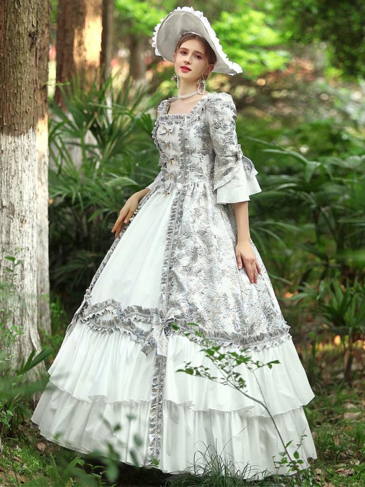 Retro Costume |  White Retro Costumes Ruffles Polyester Dress Marie Antoinette Costume Royal Party Prom Dress Hobbies Retro Costume