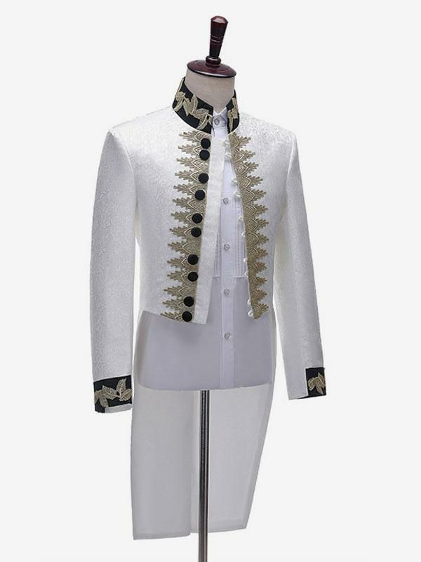 Retro Costume |  White Retro Royal Court Top Elegant Long Sleeves Overcoat Retro Performance Costumes Hobbies Retro Costume