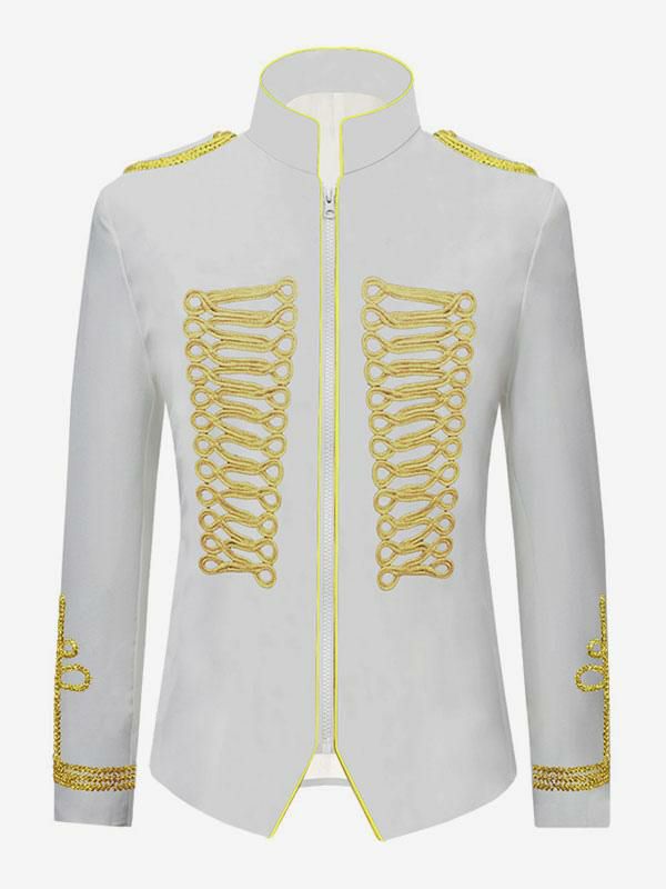 Retro Costume |  White Vintage Top Royal Long Sleeves Polyester Polyester Fiber Overcoat Retro Costumes For Man Hobbies Retro Costume