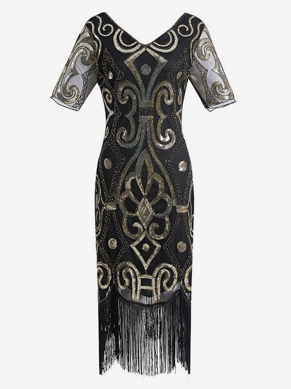 Retro Costume |  Women Flapper Dress Fringe Sequins 1920s Great Gatsby Costume Vintage 20s party Dress Hobbies Retro Costume