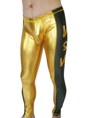 Zentai |  Gold And Black Spandex Pants Hobbies Zentai