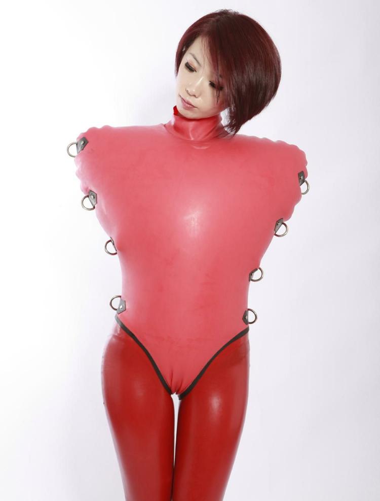 Zentai |  Halloween Trendy Red Sleeveless Stand Collar Air Inflation Latex Clothes Halloween Hobbies Zentai