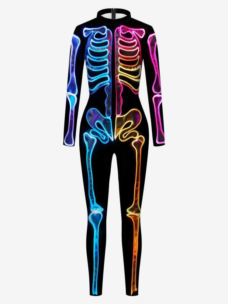 Zentai |  halloween zentai jumpsuit Black Scary Skeleton Halloween Jumpsuit Lycra Spandex Catsuit Hobbies Zentai