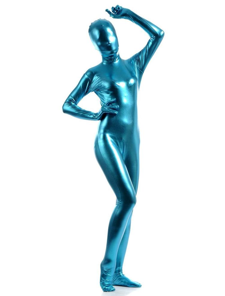 Zentai |  Light Sky Blue Zentai Suit Adults Unisex Full Body Shiny Metallic Bodysuit Hobbies Zentai