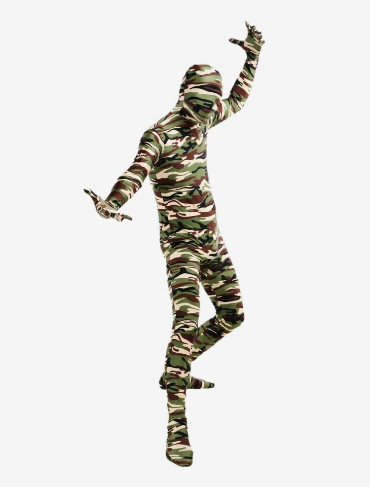 Zentai |  Morph Suit Green Camouflage Lycra Spandex Zentai Suit Unisex Full Body Suit Hobbies Zentai