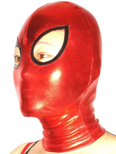 Zentai |  Red Shiny Metallic Hood Hobbies Zentai