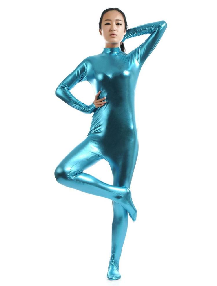 Zentai |  Water Blue Adults Bodysuit Cosplay Jumpsuit Shiny Metallic Catsuit Hobbies Zentai