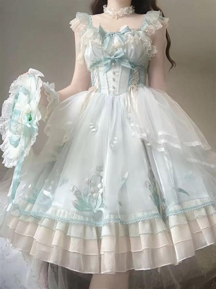 Lolita Clothing |  Sweet Lolita Dress Polyester Sleeveless Sweet Jumper Lolita Dress Hobbies Lolita Clothing