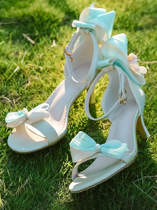 Lolita Clothing |  ROCOCO Style Lolita Sandals Green Bows PU Leather Pointed Toe Lolita Summer Shoes Hobbies Lolita Clothing