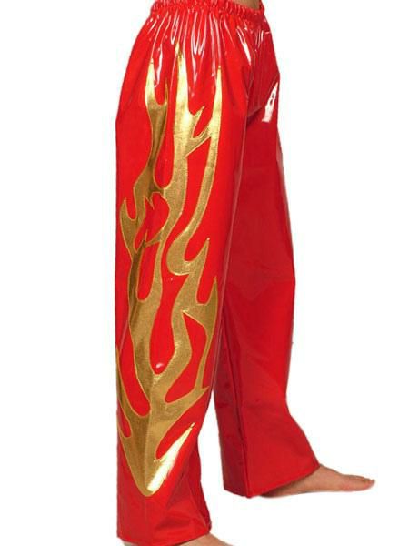 Zentai |  Red And Golden Patterned PVC Shiny Metallic Pants Hobbies Zentai