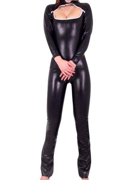 Zentai |  Sexy Black Shiny Metallic Catsuit Hobbies Zentai